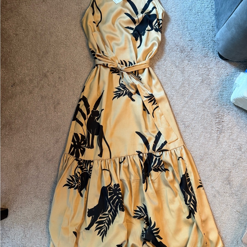 Ann Taylor Beige and Black Midi Dress - Picture 4 of 5